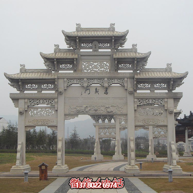 傳承古城文脈，精美石雕牌坊仿古門樓雕塑