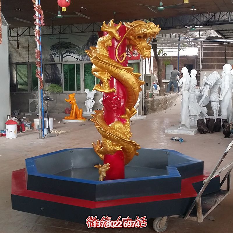 古典寺廟仿真彩繪玻璃鋼龍擺件 古典寺廟仿真彩繪玻璃鋼龍擺件