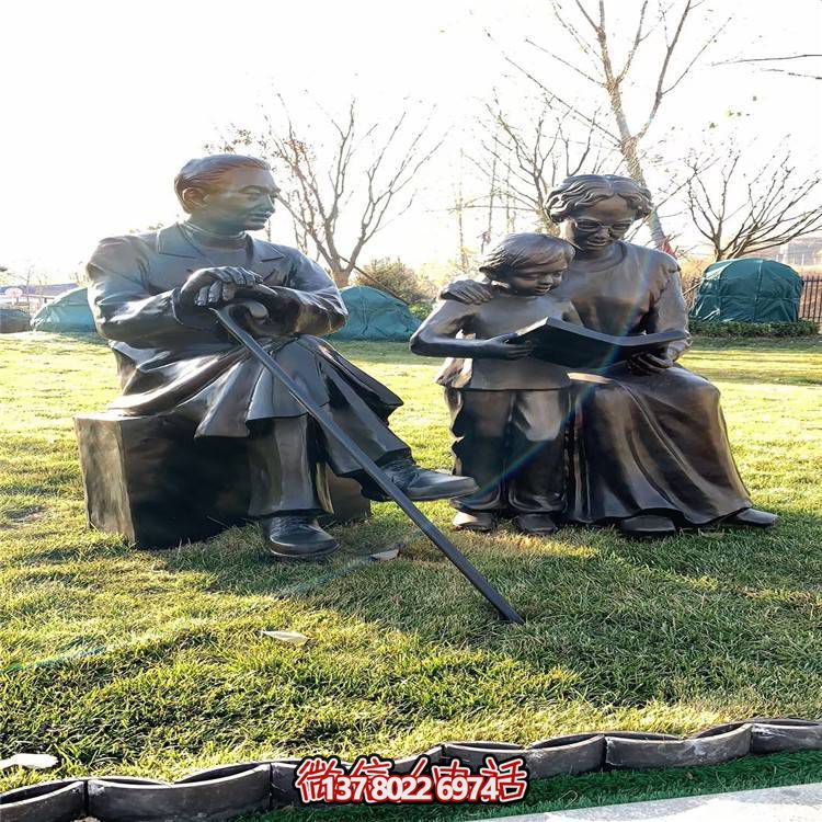 仿銅民俗人物雕塑，玻璃鋼裝飾公園戶外