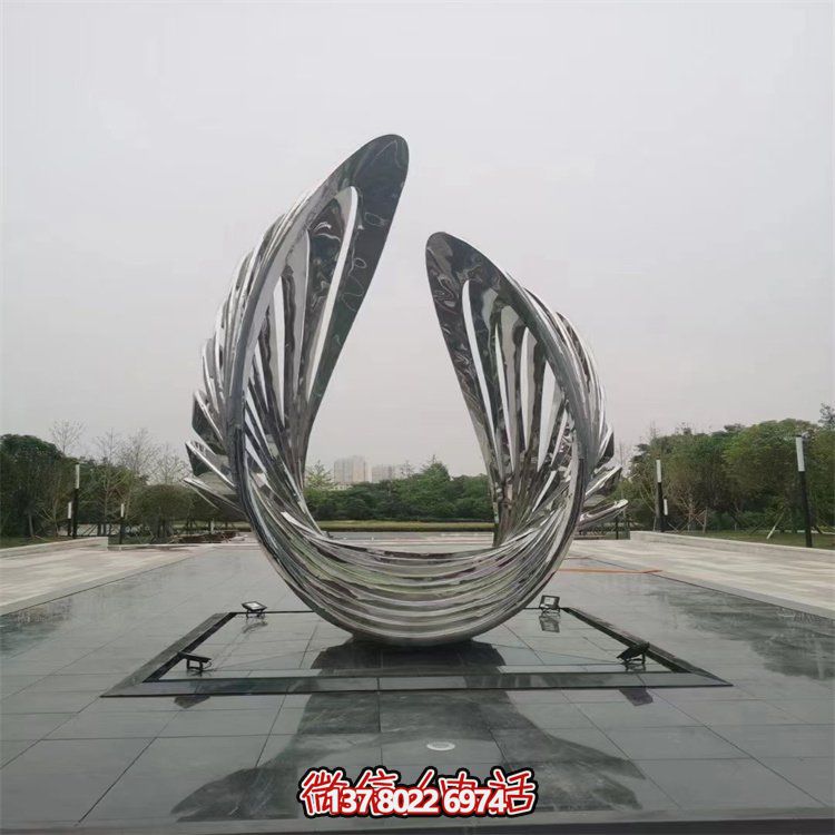 不銹鋼抽象翅膀藝術(shù)雕塑，為戶外廣場增添獨特景觀