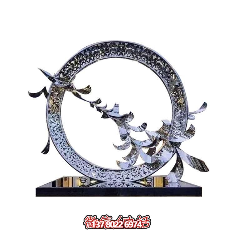 不銹鋼創意鴿子圓環擺件，裝點戶外園林景觀