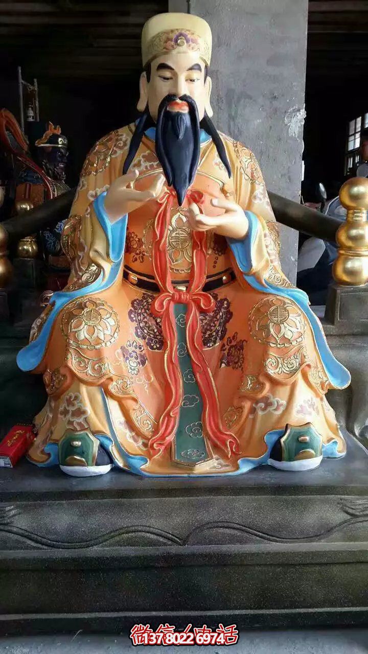 精美供奉財神雕塑，玻璃鋼彩繪絢麗奪目