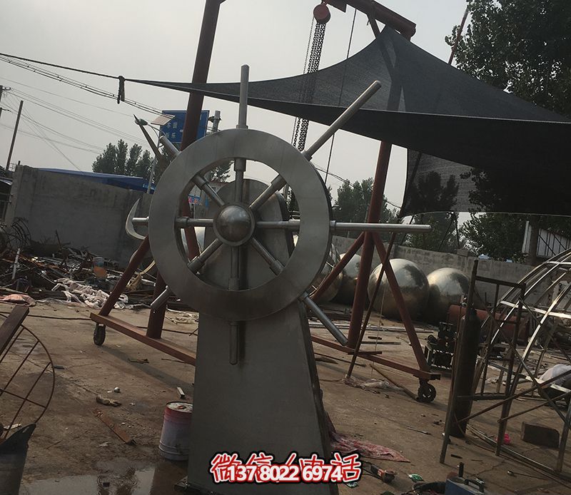 騰飛不銹鋼雕塑船舵，點綴室內飯店