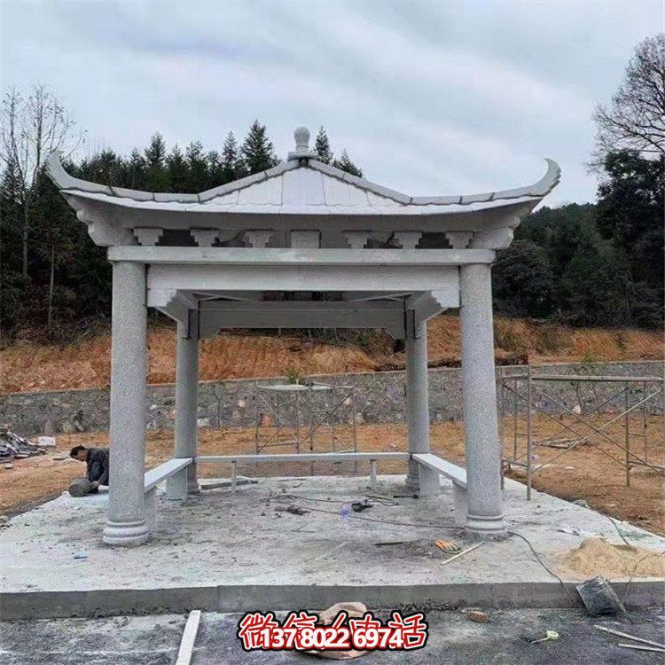 獨(dú)具魅力的石雕涼亭，點(diǎn)綴園林景觀