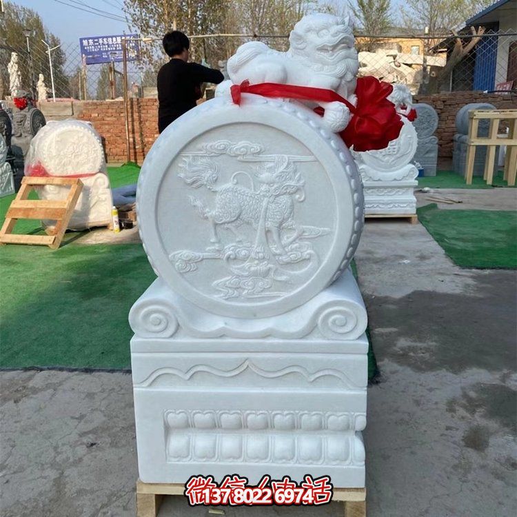 古典藝術(shù)雕塑——大理石財(cái)神貔貅麒麟門(mén)墩石雕