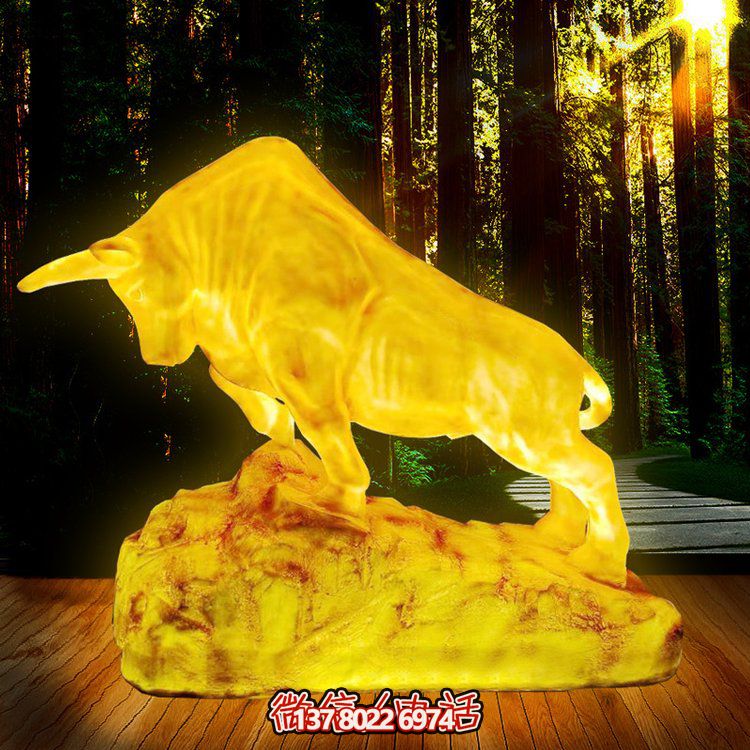 玻璃鋼拓荒牛景觀燈，拓展景區公園草坪環境亮化