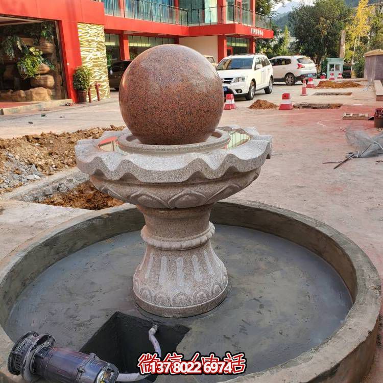 花崗巖石雕噴泉風(fēng)水球酒店戶(hù)外流水噴泉雕塑