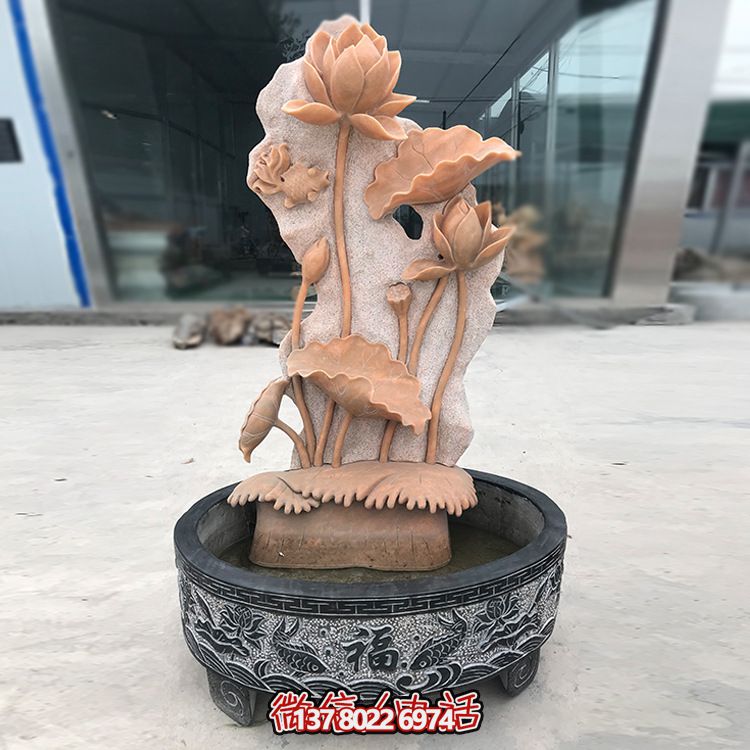 庭院創意晚霞紅石雕戶外園林擺件缸雕塑 庭院創意晚霞紅石雕戶外園林擺件缸雕塑