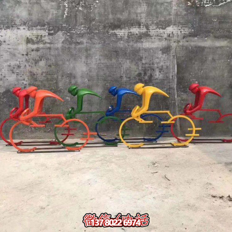 校園玻璃鋼抽象運(yùn)動騎自行車的人物雕塑