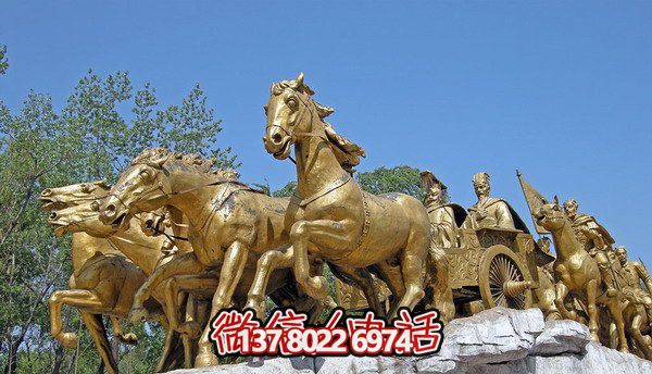 博物館廣場仿古漆金黃銅馬車雕塑 博物館廣場仿古漆金黃銅馬車雕塑