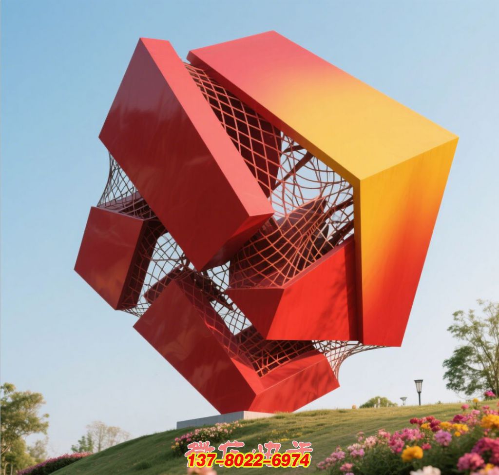 律動(dòng)空間 —— 不銹鋼紅韻戶外景觀雕塑